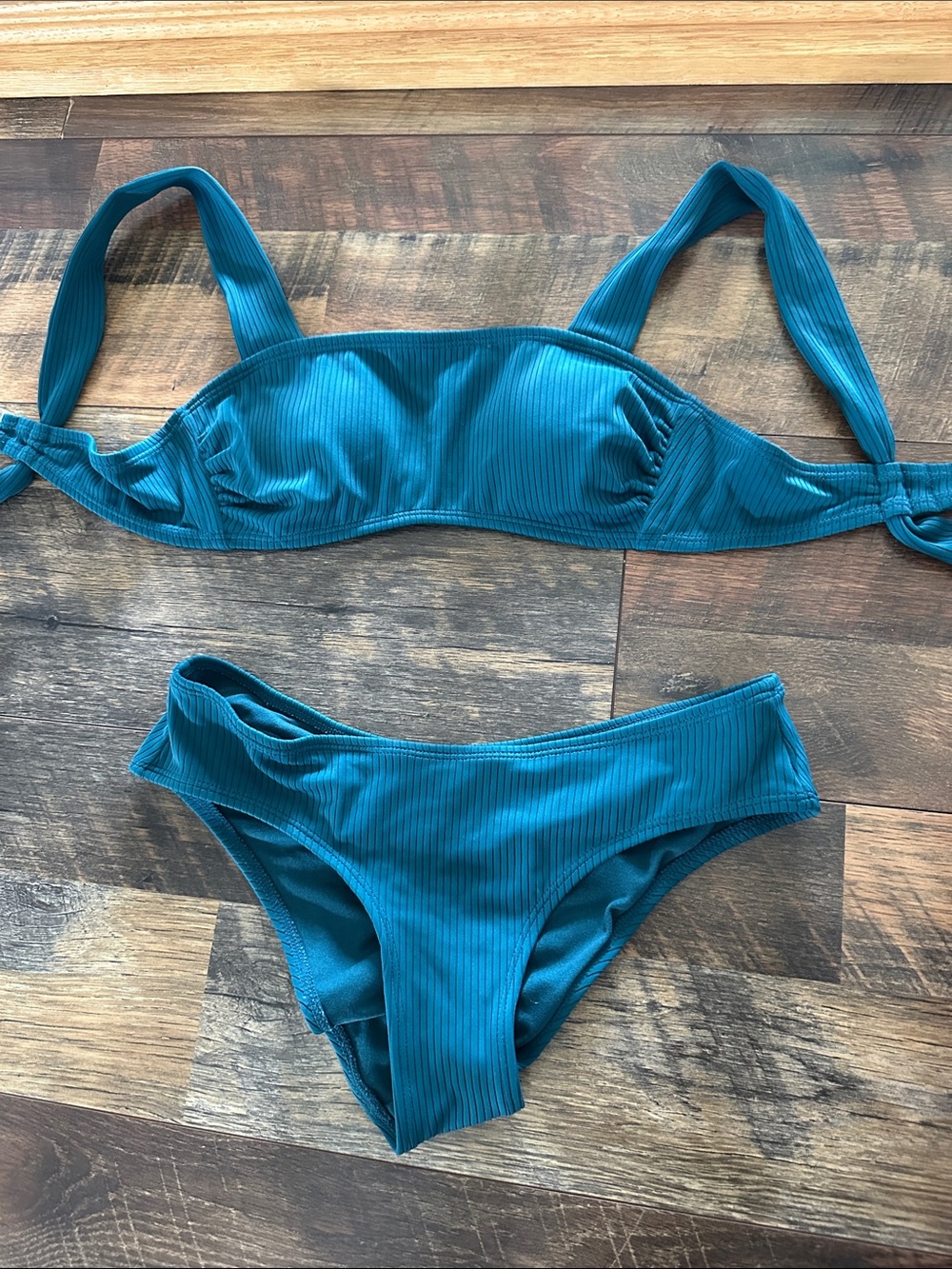 Teal Ribbed Two-Piece Bikini